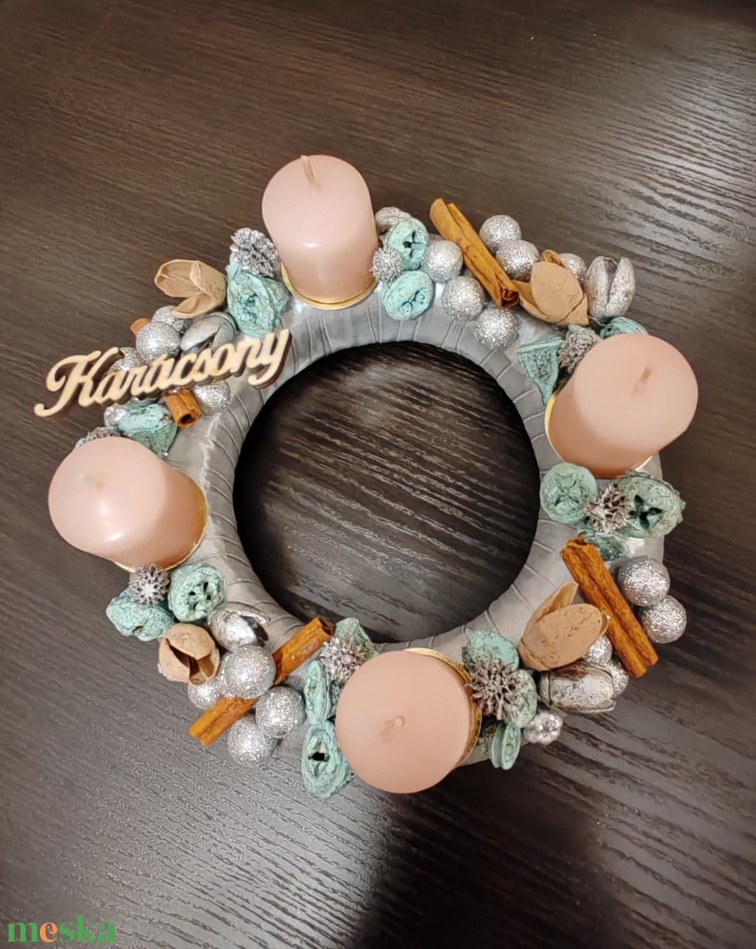 Adventi koszorú Karácsony felirattal - karácsony - adventi díszek - adventi koszorú - Meska.hu