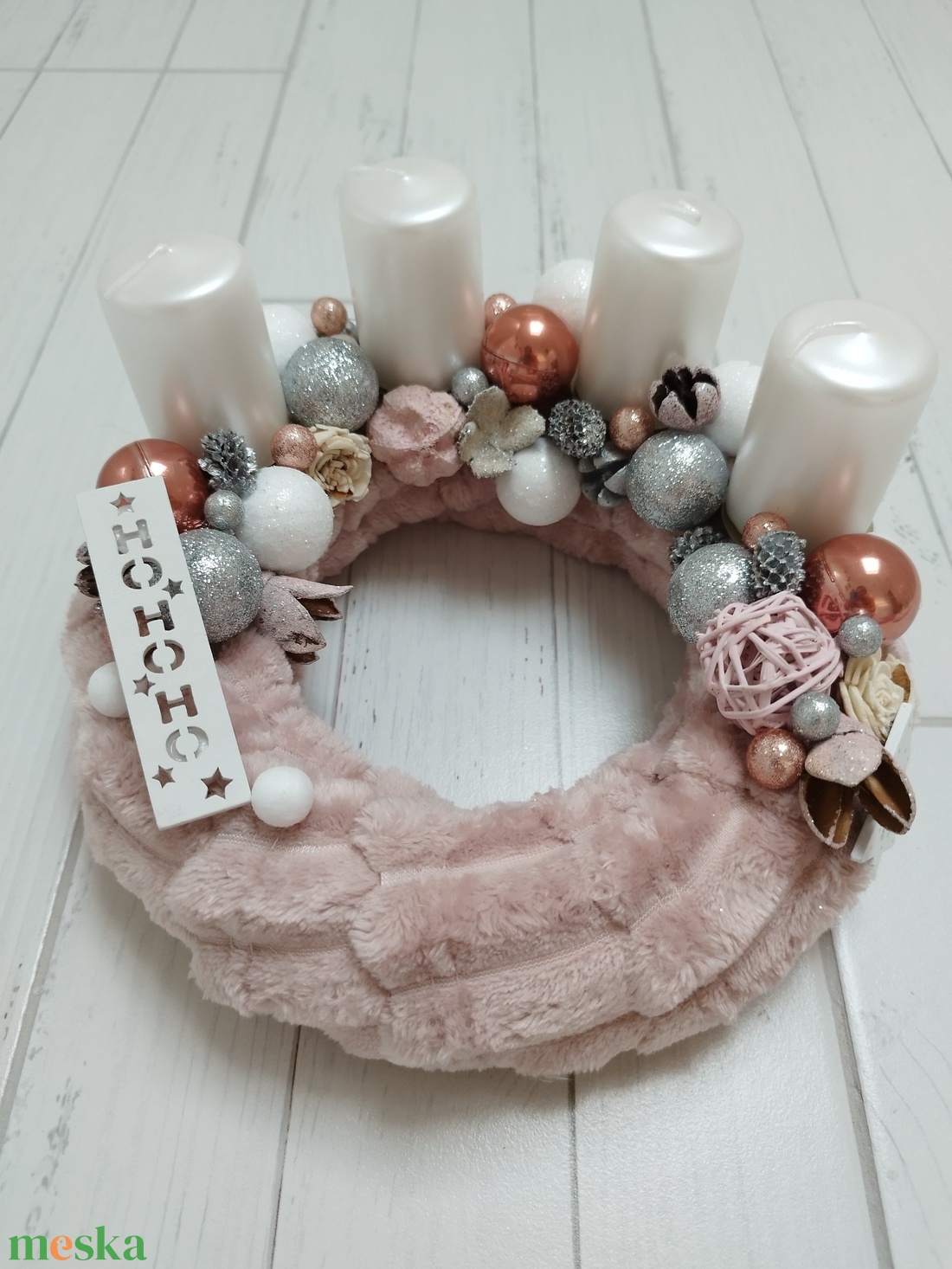 Púder rózsaszín Adventi koszorú - karácsony - adventi díszek - adventi koszorú - Meska.hu