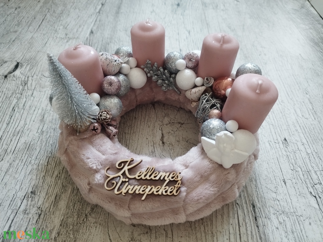 Púder színű Adventi koszorú  - karácsony - adventi díszek - adventi koszorú - Meska.hu