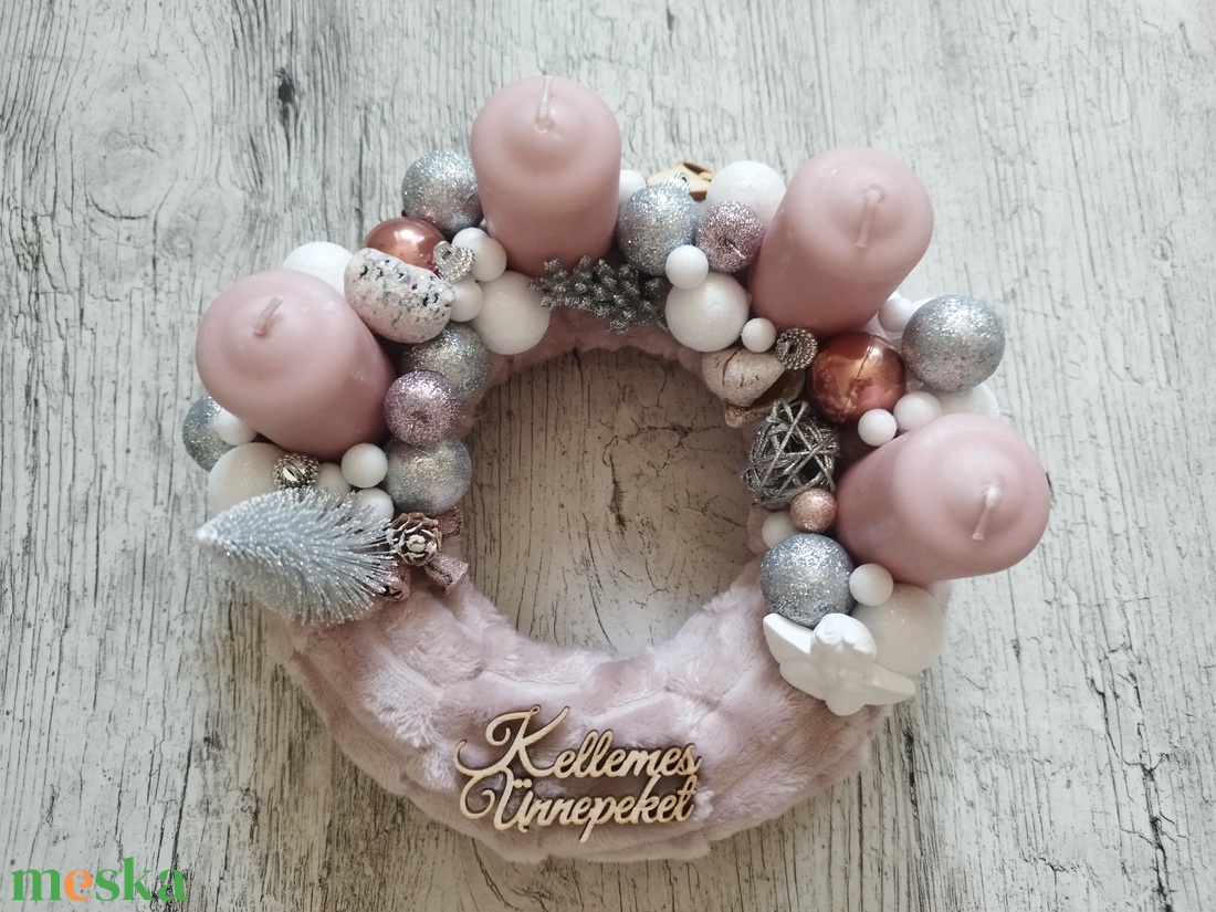 Púder színű Adventi koszorú  - karácsony - adventi díszek - adventi koszorú - Meska.hu