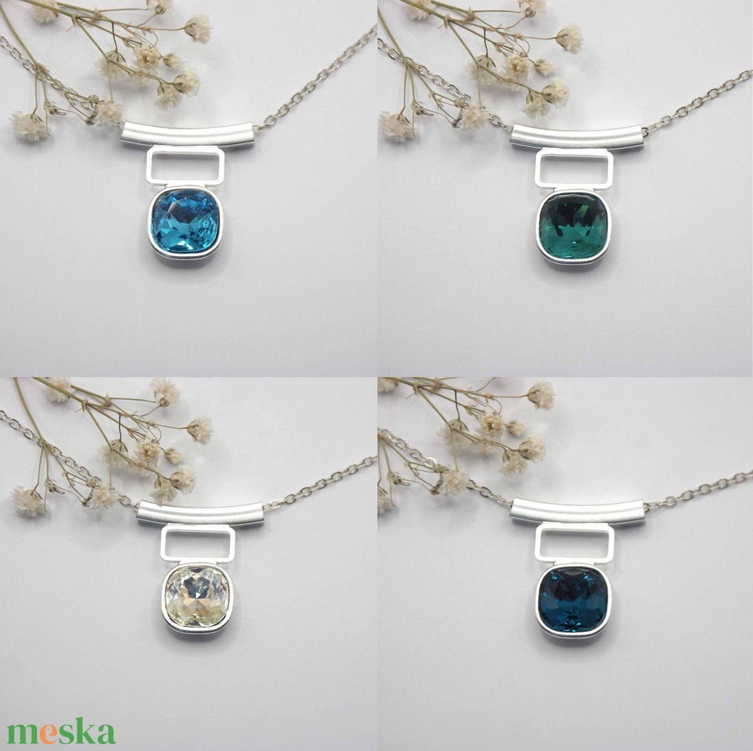 Swarovski kristályos nyaklánc, egyedi készítésú, különleges négyszög formájú medállal, választható színű kristállyal - ékszer - nyaklánc - medálos nyaklánc - Meska.hu Swarovski kristályos nyaklánc, egyedi készítésú, különleges négyszög formájú medállal, választható színű kristállyal - ékszer - nyaklánc - medálos nyaklánc - Meska.hu