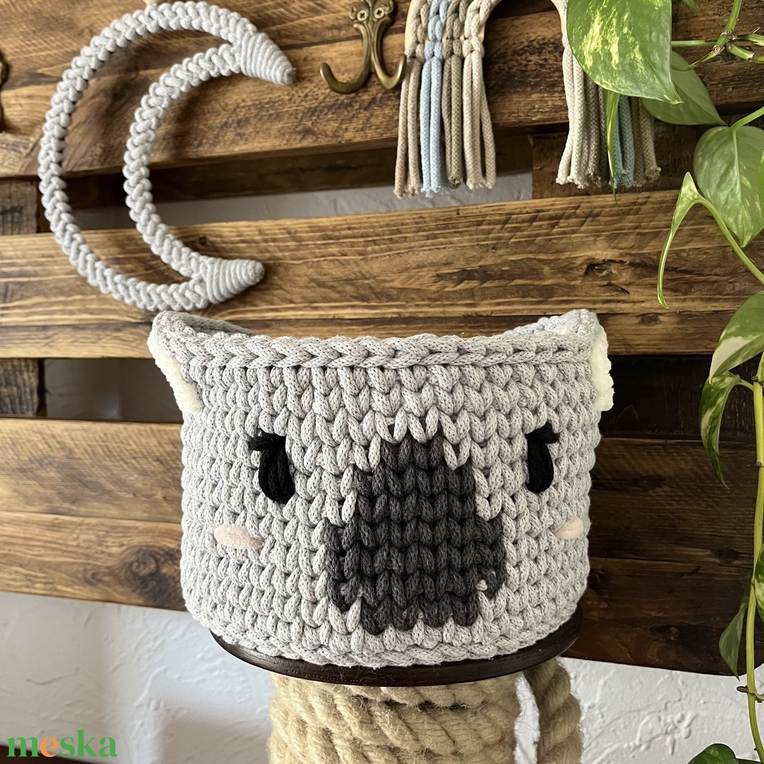 Horgolt koala tároló - otthon & életmód - babaszoba, gyerekszoba - játéktároló - Meska.hu