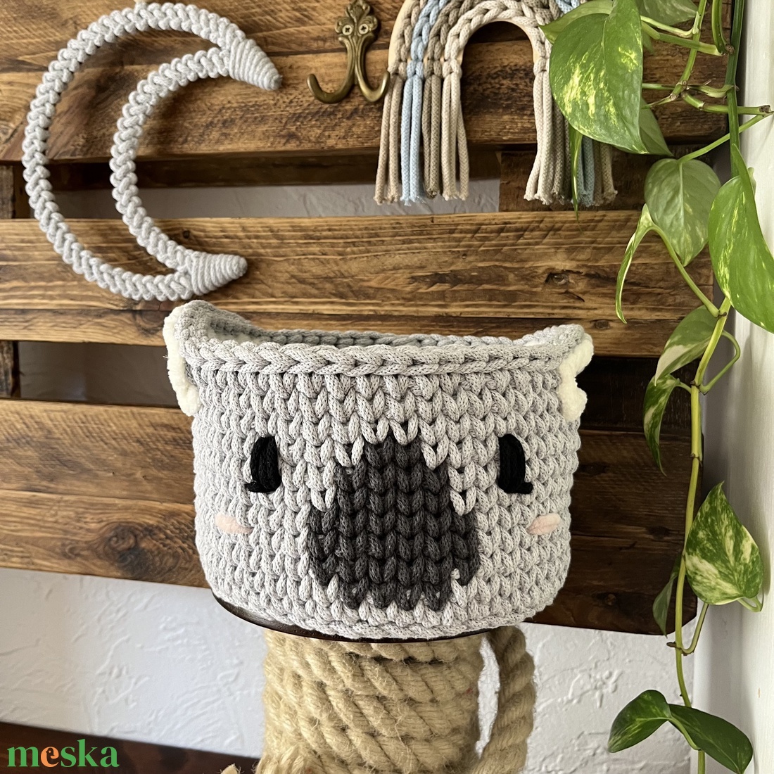 Horgolt koala tároló - otthon & életmód - babaszoba, gyerekszoba - játéktároló - Meska.hu