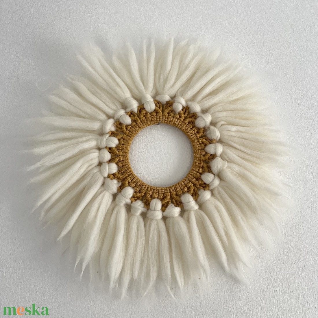 Horgolt szarvas kopogtató és makramé fali dísz - karácsony - adventi díszek - adventi ajtódísz - Meska.hu