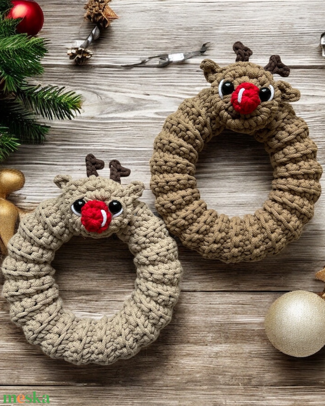 Horgolt rénszarvas fali dísz - karácsony - adventi díszek - adventi ajtódísz - Meska.hu