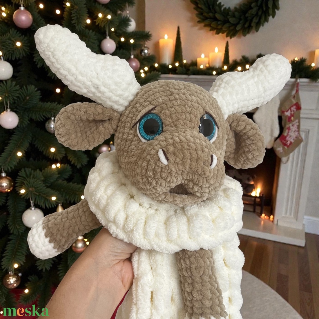 Horgolt plüss szarvas szundi-pajti / pizsamatároló - játék & sport - plüssállat & játékfigura - más figura - Meska.hu