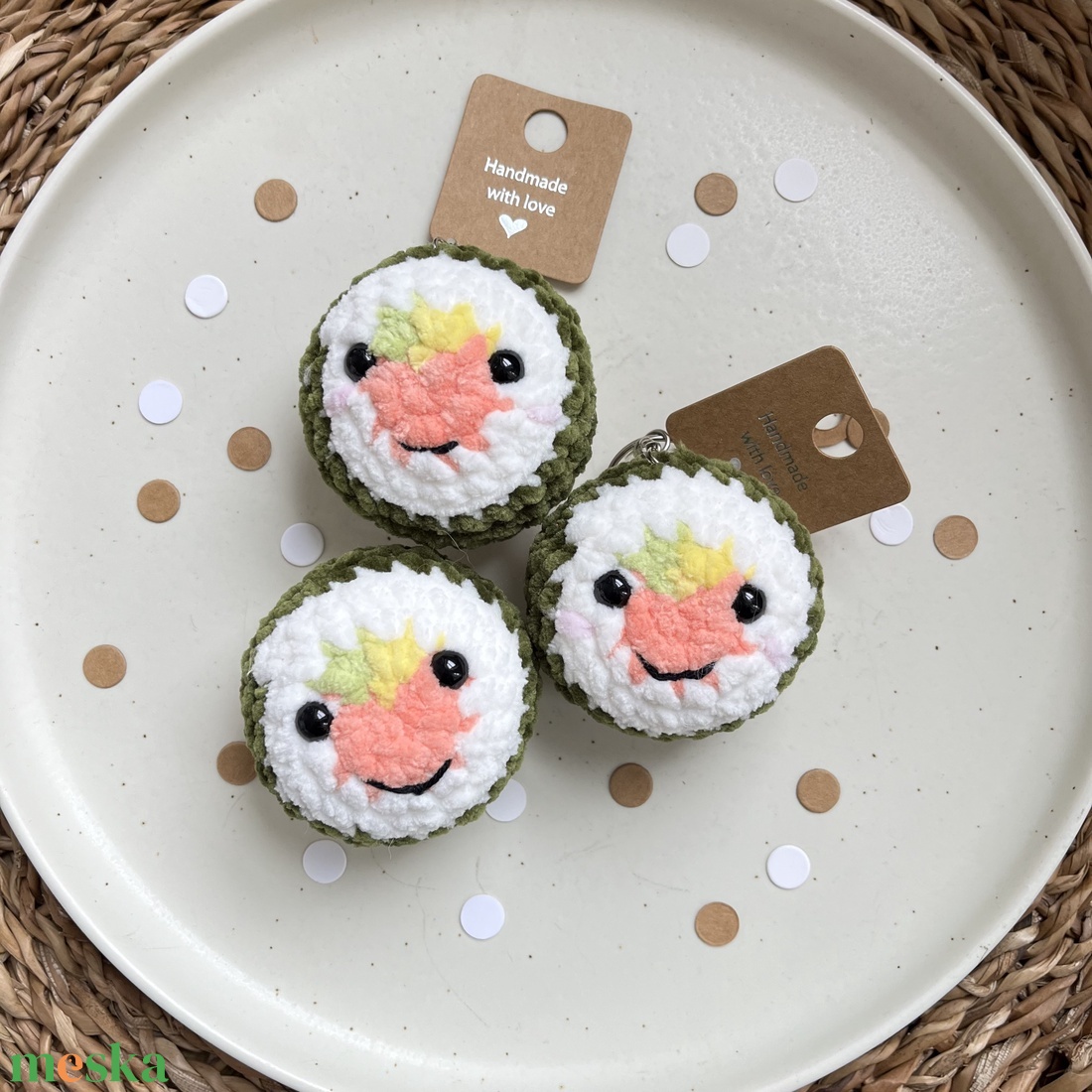 Horgolt sushi kulcstartó - táska & tok - kulcstartó & táskadísz - kulcstartó - Meska.hu