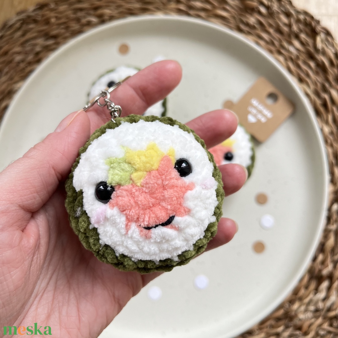 Horgolt sushi kulcstartó - táska & tok - kulcstartó & táskadísz - kulcstartó - Meska.hu