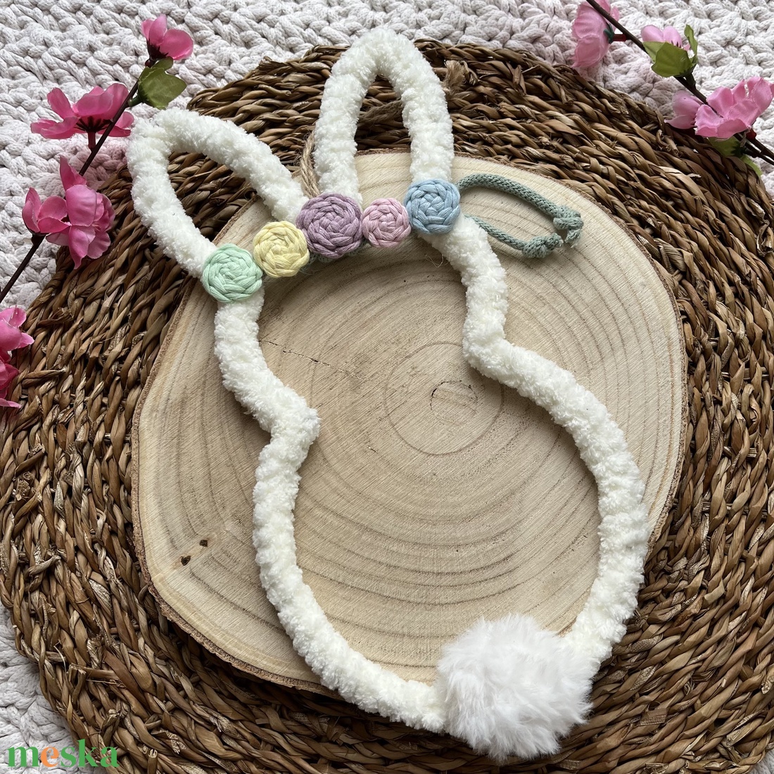 Nyuszi fali dekoráció/ajtó kopogtató � tavaszi, húsvéti dekoráció - otthon & életmód - dekoráció - fali és függő dekoráció - falra akasztható dekor - Meska.hu