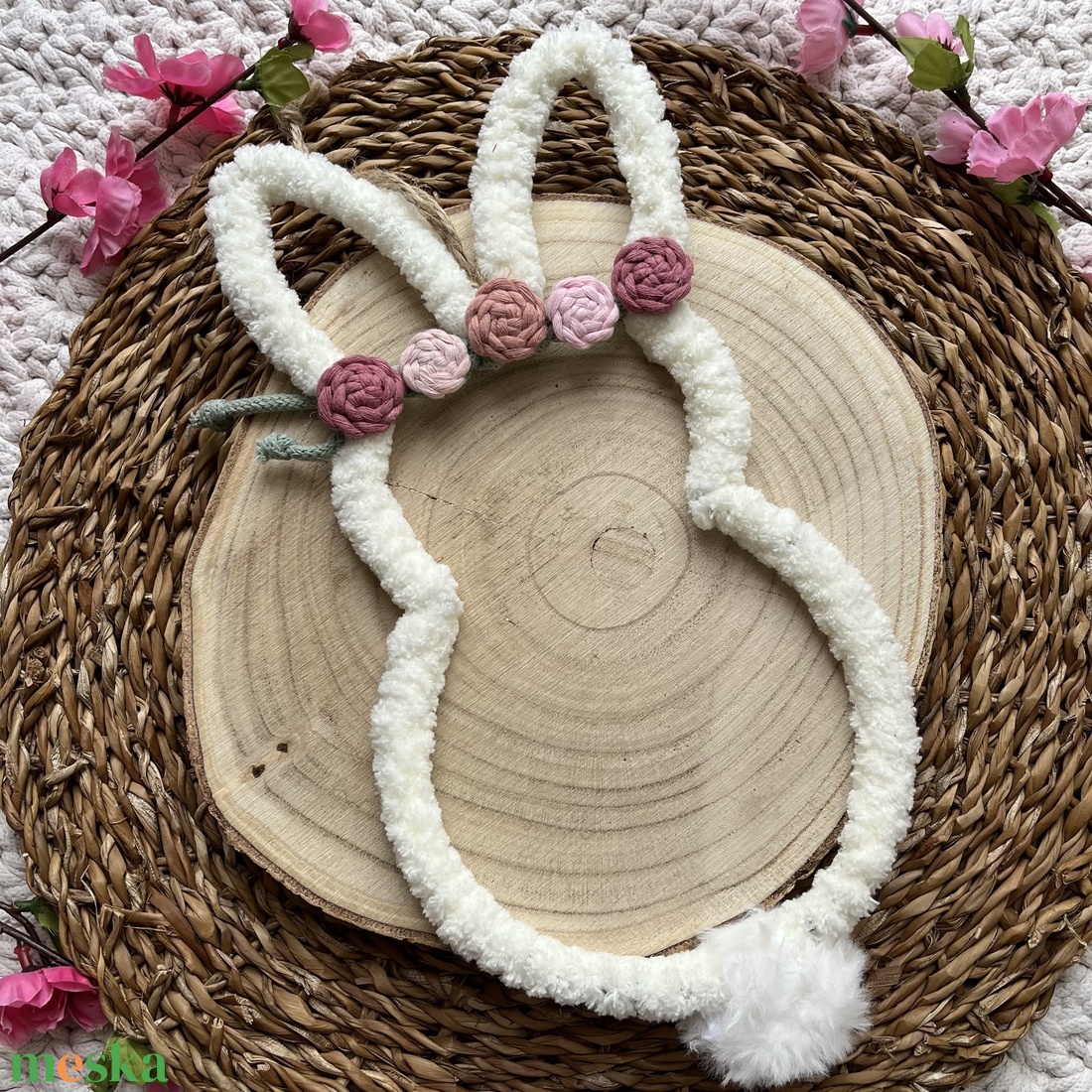 Nyuszi fali dekoráció/ajtó kopogtató � tavaszi, húsvéti dekoráció - otthon & életmód - dekoráció - fali és függő dekoráció - falra akasztható dekor - Meska.hu