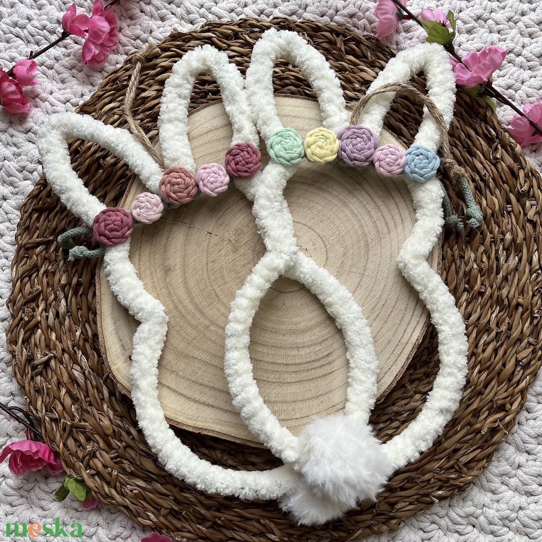 Nyuszi fali dekoráció/ajtó kopogtató � tavaszi, húsvéti dekoráció - otthon & életmód - dekoráció - fali és függő dekoráció - falra akasztható dekor - Meska.hu