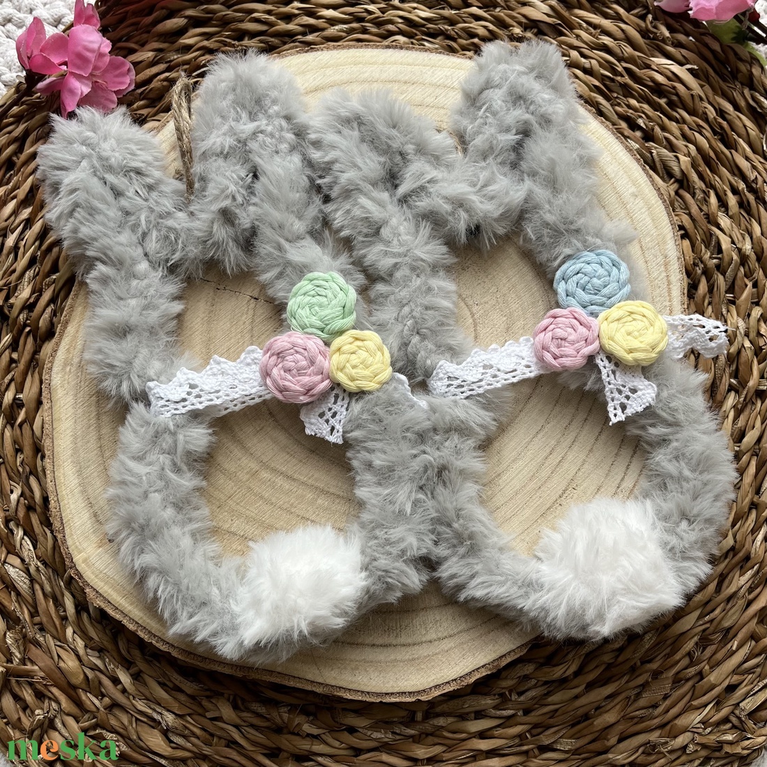 Nyuszi fali dekoráció/ajtó kopogtató � tavaszi, húsvéti dekoráció - otthon & életmód - dekoráció - fali és függő dekoráció - falra akasztható dekor - Meska.hu