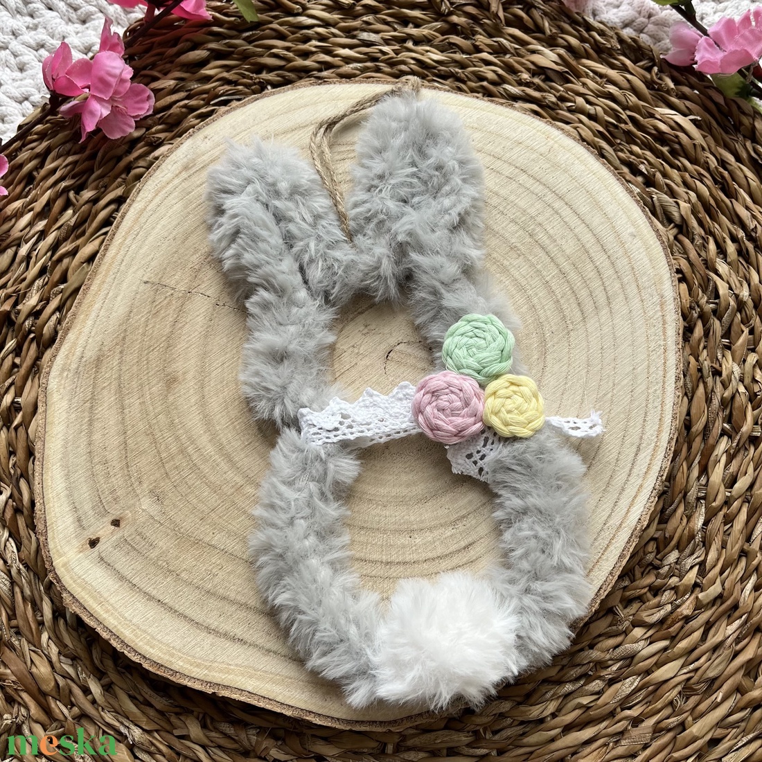 Nyuszi fali dekoráció/ajtó kopogtató � tavaszi, húsvéti dekoráció - otthon & életmód - dekoráció - fali és függő dekoráció - falra akasztható dekor - Meska.hu