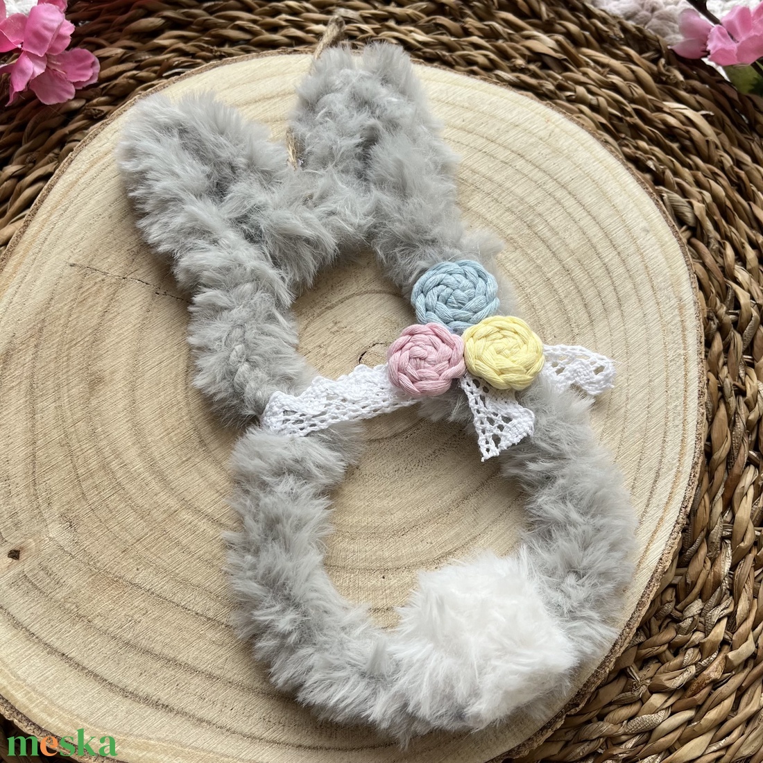 Nyuszi fali dekoráció/ajtó kopogtató � tavaszi, húsvéti dekoráció - otthon & életmód - dekoráció - fali és függő dekoráció - falra akasztható dekor - Meska.hu