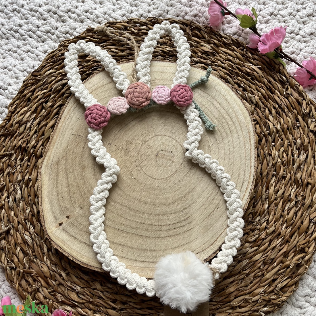 Nyuszi fali dekoráció/ajtó kopogtató � tavaszi, húsvéti dekoráció - otthon & életmód - dekoráció - fali és függő dekoráció - falra akasztható dekor - Meska.hu