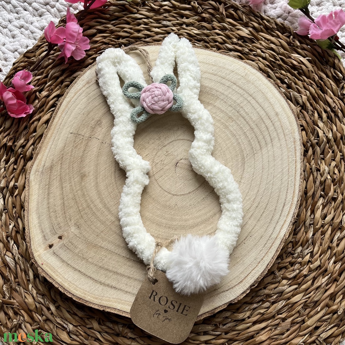 Nyuszi fali dekoráció/ajtó kopogtató � tavaszi, húsvéti dekoráció - otthon & életmód - dekoráció - fali és függő dekoráció - falra akasztható dekor - Meska.hu