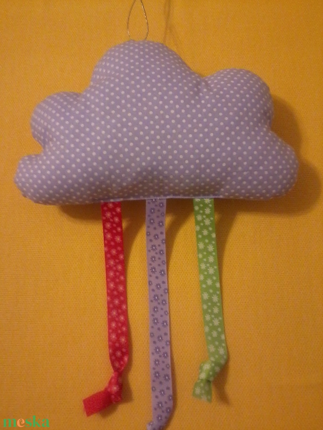 Felhő párna színes szalagokkal - baba - mama - baba játékok - babakocka - Meska.hu
