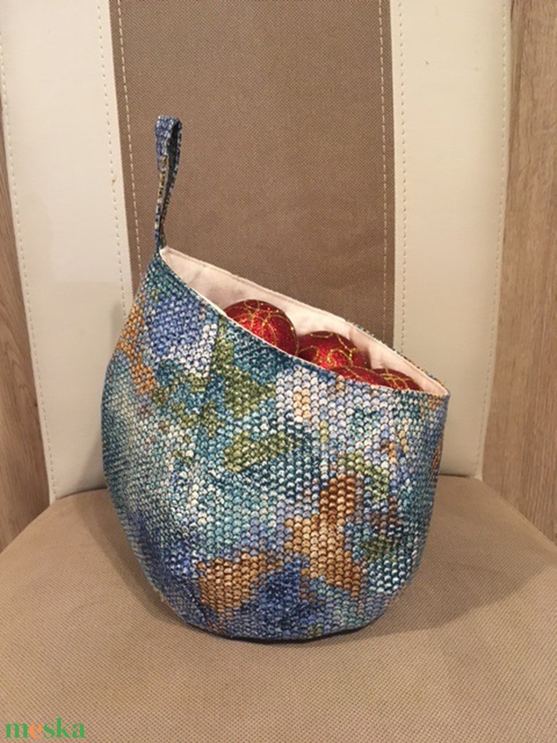  Buborék formájú textil kosár - karácsony - adventi díszek - adventi asztaldísz - Meska.hu