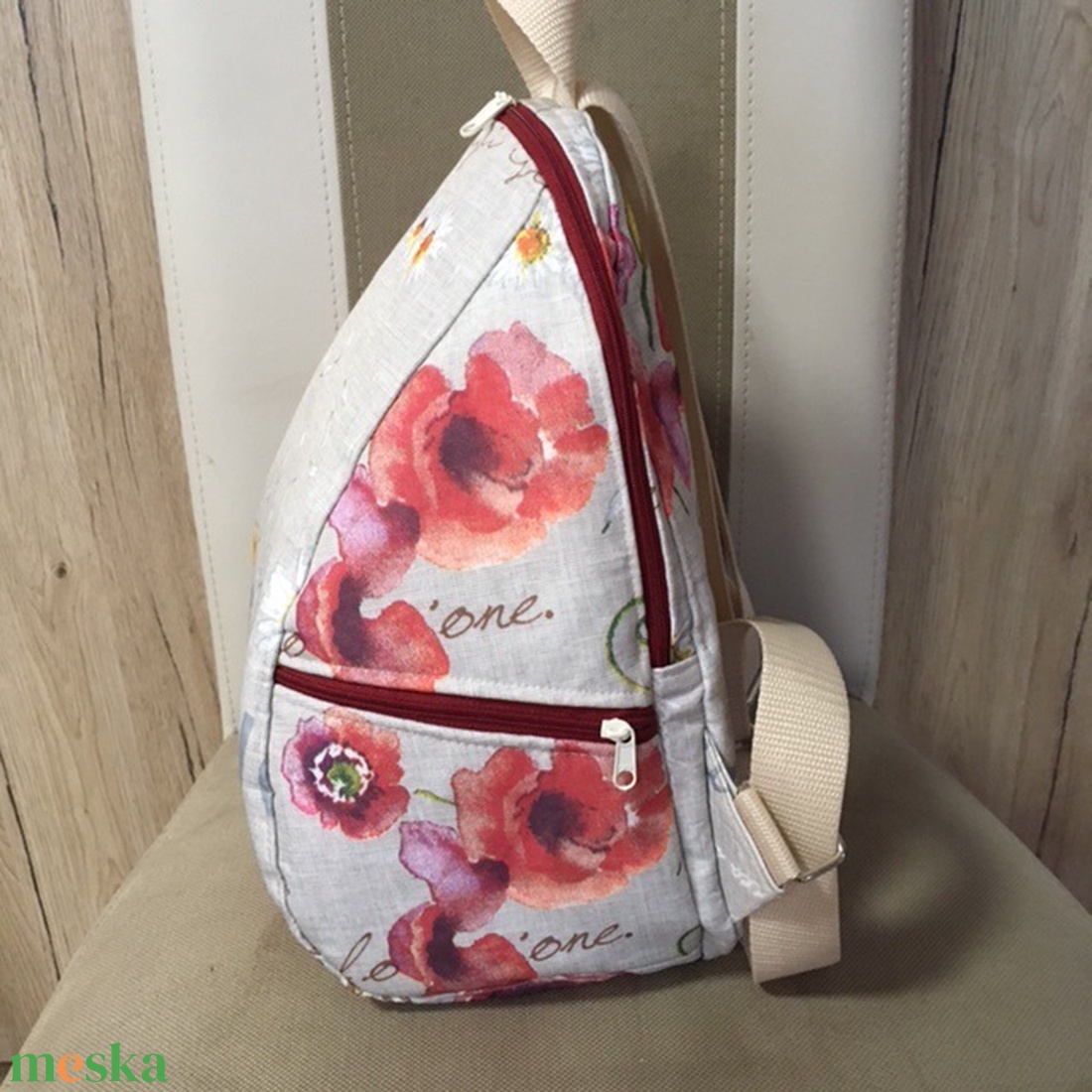 Pipacsos hátitáska/ vízlepergető anyag - táska & tok - hátizsák - hátizsák - Meska.hu