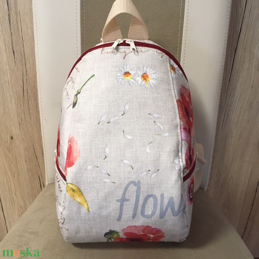 Pipacsos hátitáska/ vízlepergető anyag - táska & tok - hátizsák - hátizsák - Meska.hu