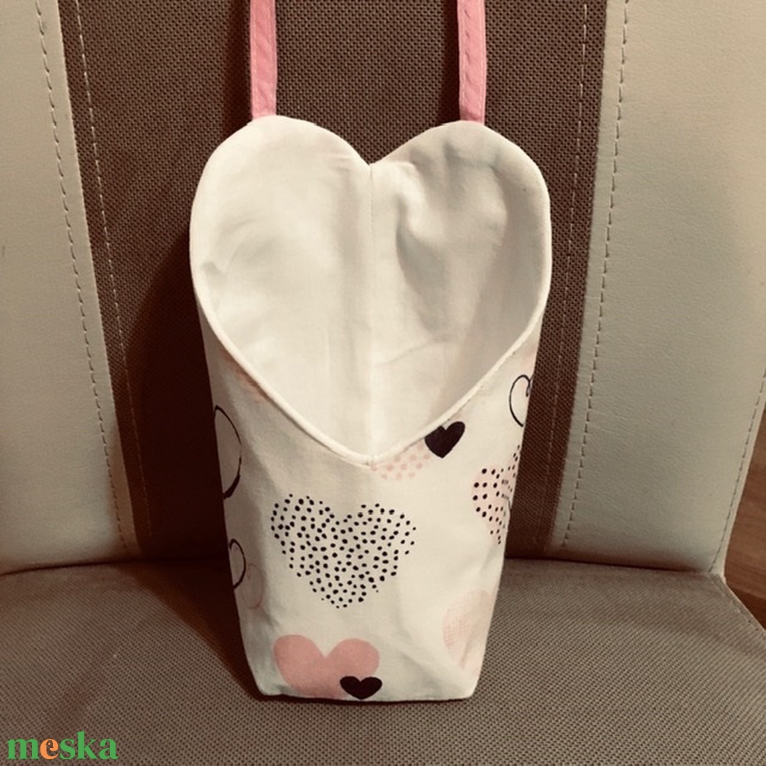 Szív formájú textiltároló - otthon & életmód - dekoráció - fali és függő dekoráció - függődísz - Meska.hu