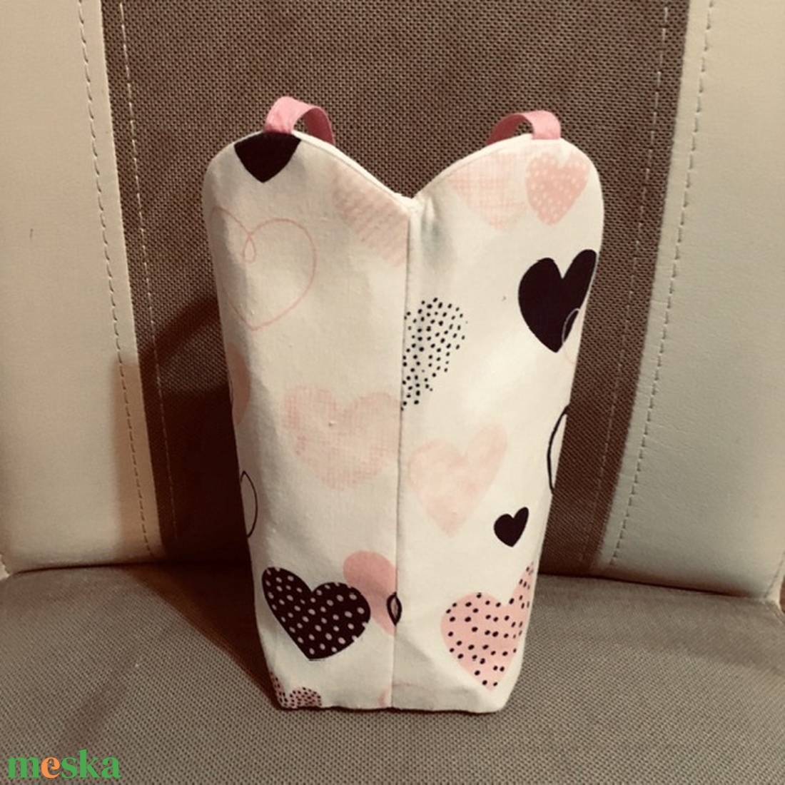 Szív formájú textiltároló - otthon & életmód - dekoráció - fali és függő dekoráció - függődísz - Meska.hu