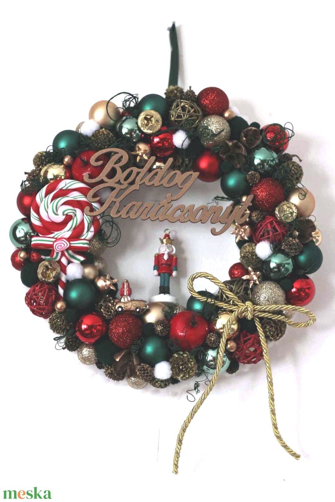 Klasszikus adventi vendégváró ajtódísz szett Diótörővel  - karácsony - adventi díszek - adventi gyertyadíszek és koszorúdíszek - Meska.hu