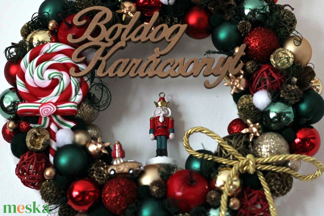 Klasszikus adventi vendégváró ajtódísz szett Diótörővel  - karácsony - adventi díszek - adventi gyertyadíszek és koszorúdíszek - Meska.hu