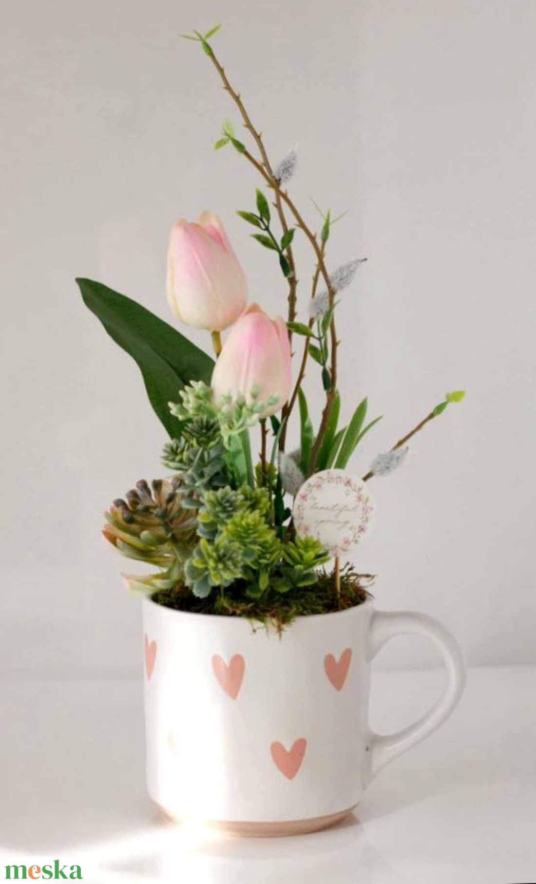 Tavaszi asztaldísz ajándékba akár Valentin-napra, ballagásra, születésnapra,  névnapra... - otthon & életmód - virágdekoráció - virágdíszek - asztali virágdísz - Meska.hu