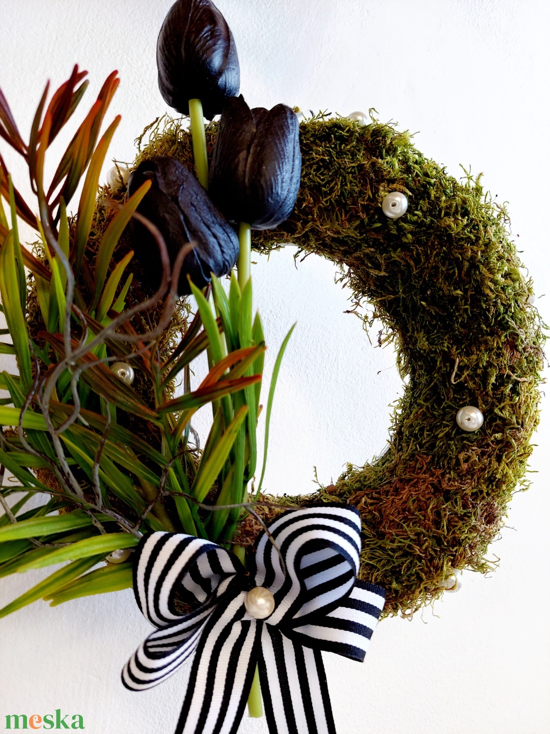 Koszorú temetőbe, sírdísz, temetői dísz, urnadísz, kegyeleti dísz - otthon & életmód - vallás - temetkezési tárgy - sírkoszorú, kegyeleti koszorú - Meska.hu