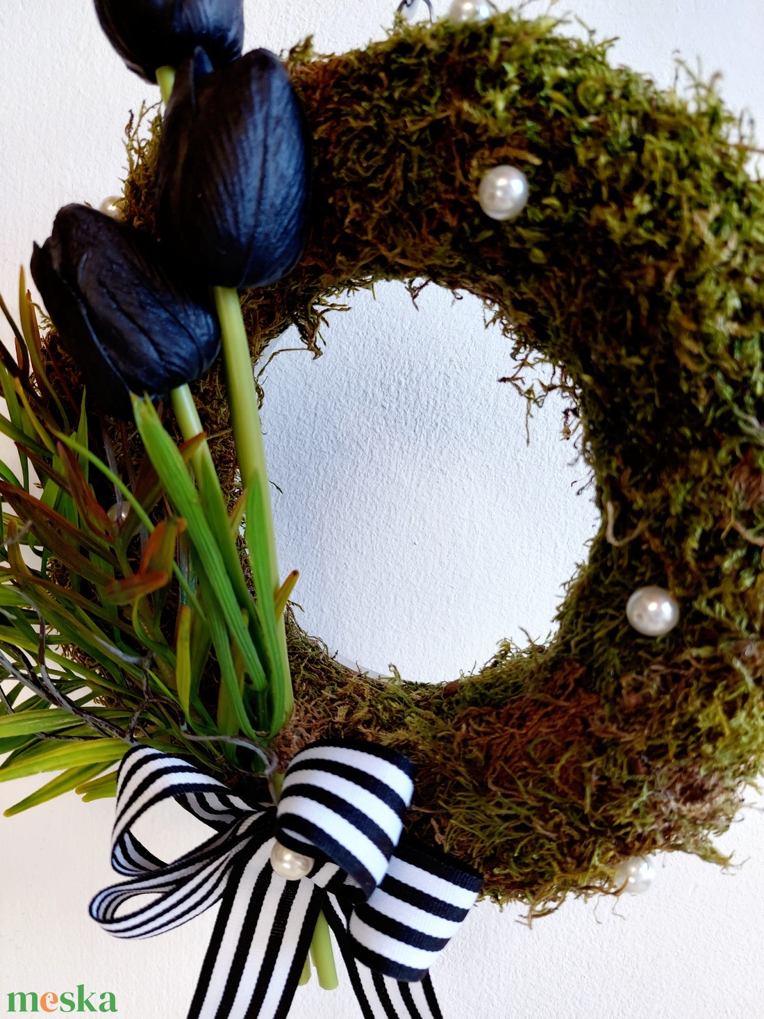 Koszorú temetőbe, sírdísz, temetői dísz, urnadísz, kegyeleti dísz - otthon & életmód - vallás - temetkezési tárgy - sírkoszorú, kegyeleti koszorú - Meska.hu