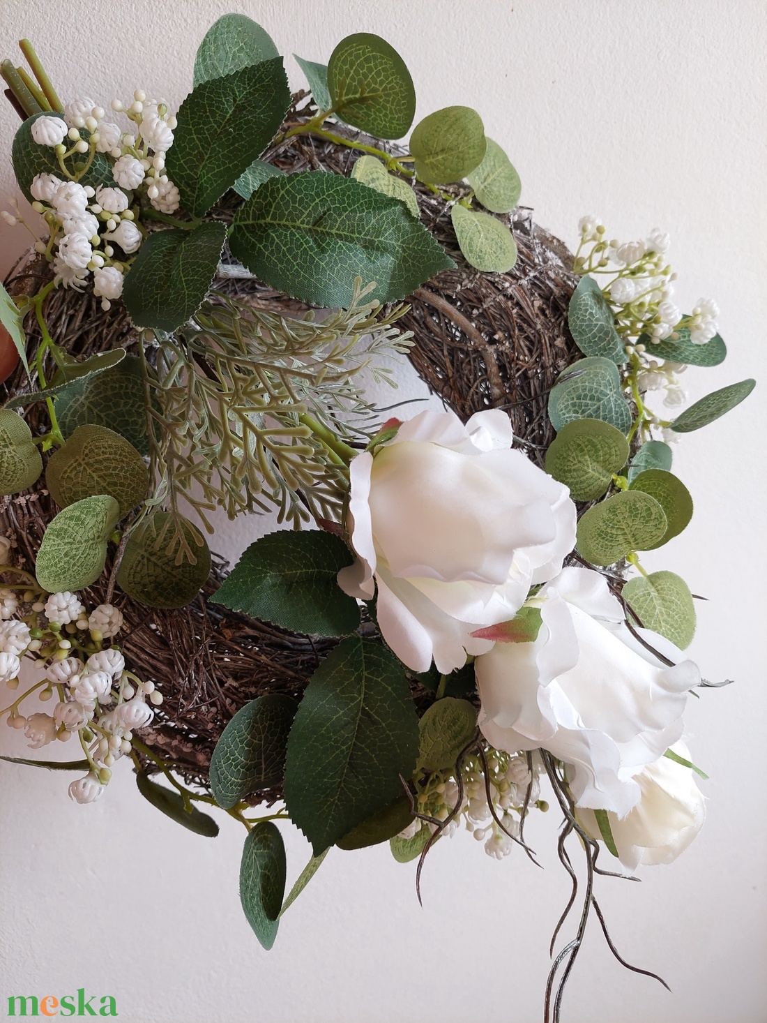 Koszorú temetőbe, sírdísz, temetői dísz, urnadísz, kegyeleti dísz - otthon & életmód - vallás - temetkezési tárgy - sírkoszorú, kegyeleti koszorú - Meska.hu