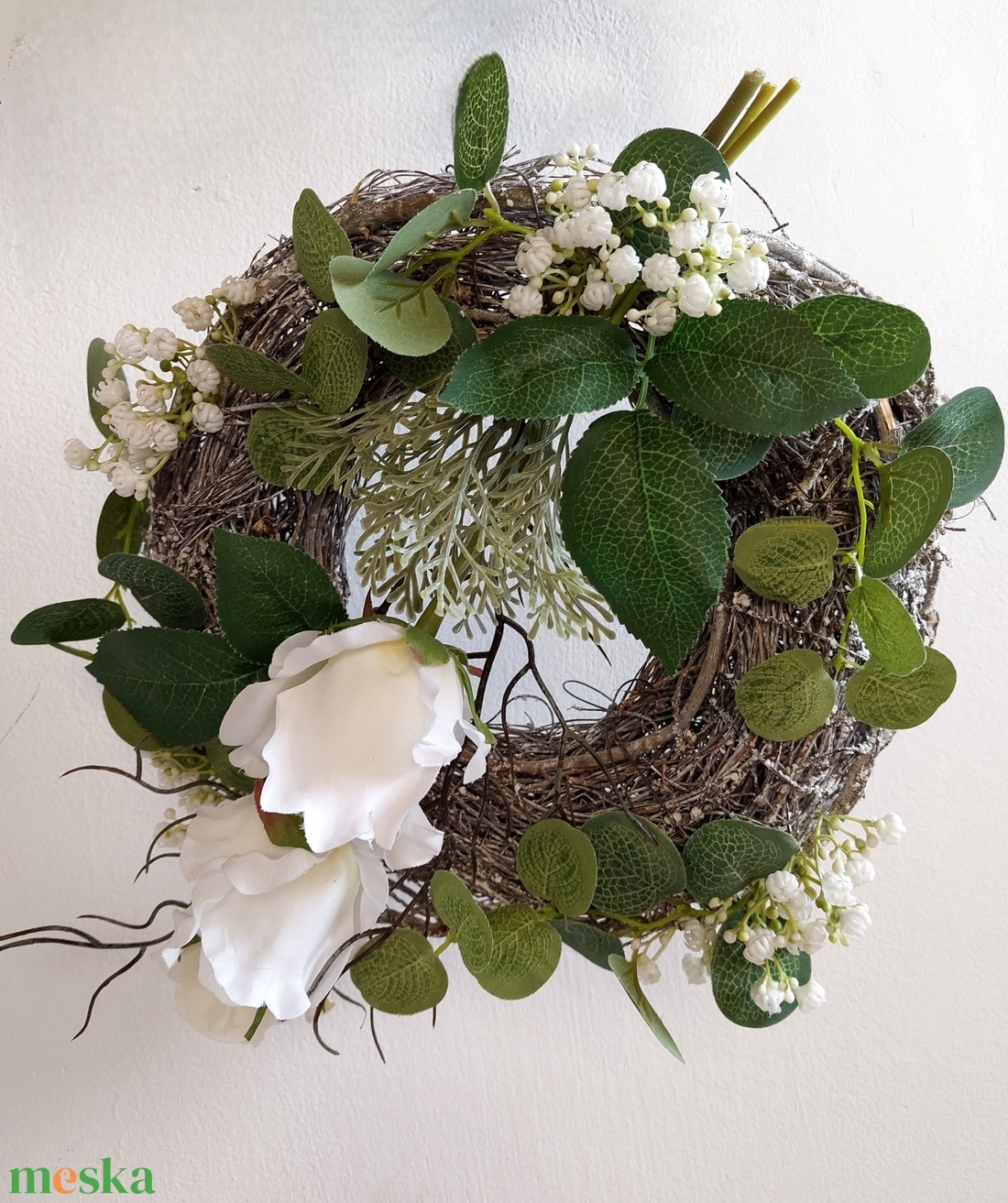 Koszorú temetőbe, sírdísz, temetői dísz, urnadísz, kegyeleti dísz - otthon & életmód - vallás - temetkezési tárgy - sírkoszorú, kegyeleti koszorú - Meska.hu