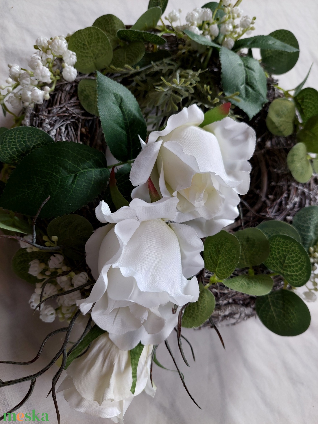 Koszorú temetőbe, sírdísz, temetői dísz, urnadísz, kegyeleti dísz - otthon & életmód - vallás - temetkezési tárgy - sírkoszorú, kegyeleti koszorú - Meska.hu