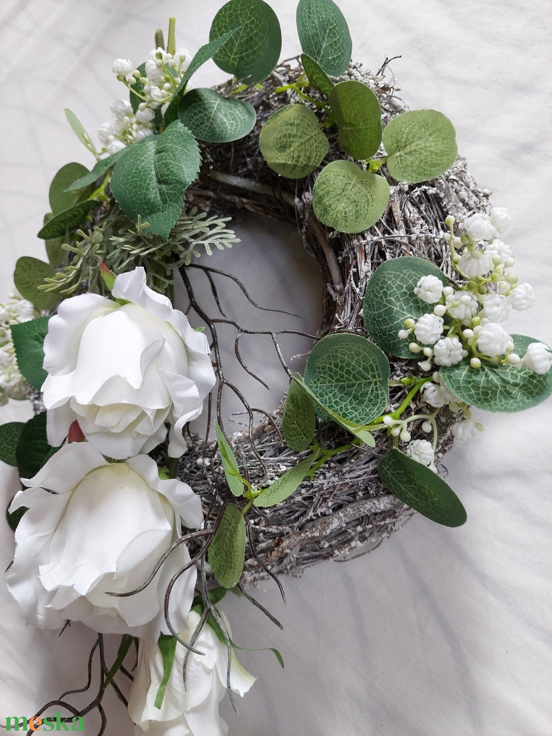 Koszorú temetőbe, sírdísz, temetői dísz, urnadísz, kegyeleti dísz - otthon & életmód - vallás - temetkezési tárgy - sírkoszorú, kegyeleti koszorú - Meska.hu