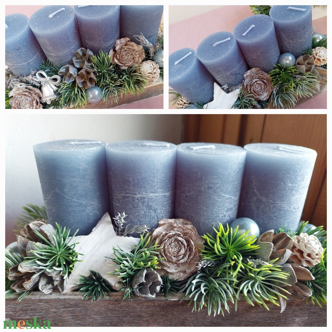 Adventi koszorú, asztaldísz termésekkel, 4 gyertyával - karácsony - adventi díszek - adventi gyertyadíszek és koszorúdíszek - Meska.hu