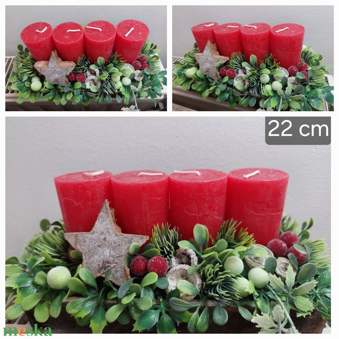 Adventi koszorú, asztaldísz termésekkel, 4 gyertyával - karácsony - adventi díszek - adventi gyertyadíszek és koszorúdíszek - Meska.hu