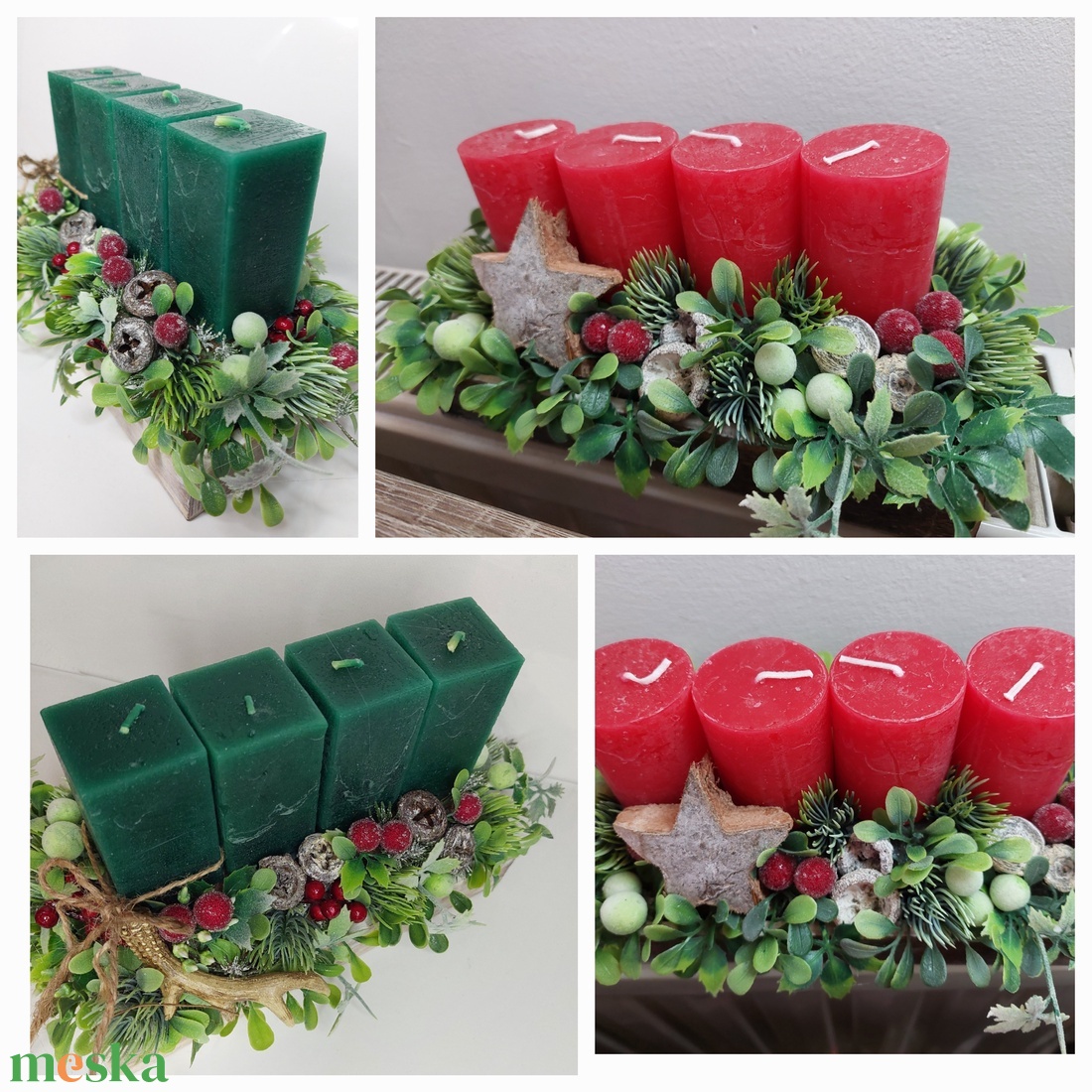 Adventi koszorú, asztaldísz termésekkel, 4 gyertyával - karácsony - adventi díszek - adventi gyertyadíszek és koszorúdíszek - Meska.hu