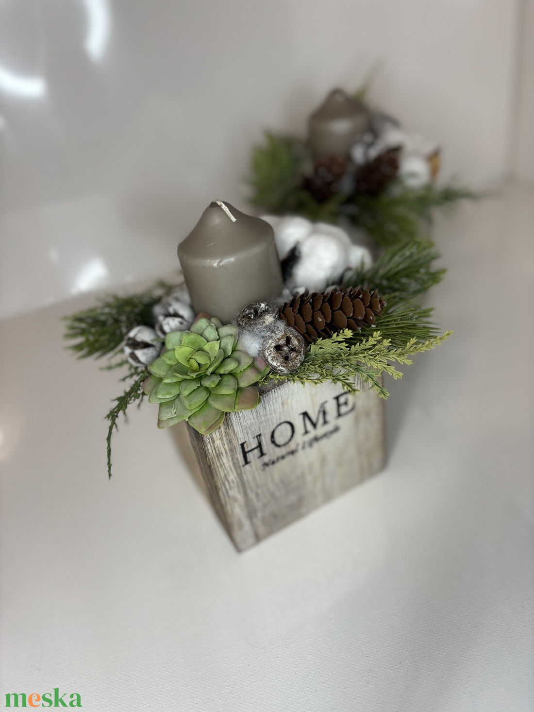 Adventi vendégváró asztaldísz termésekkel, gyertyával - karácsony - adventi díszek - adventi gyertyadíszek és koszorúdíszek - Meska.hu