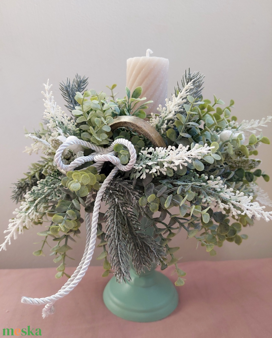 Adventi vendégváró asztaldísz csillámos gyertyával - karácsony - adventi díszek - adventi gyertyadíszek és koszorúdíszek - Meska.hu