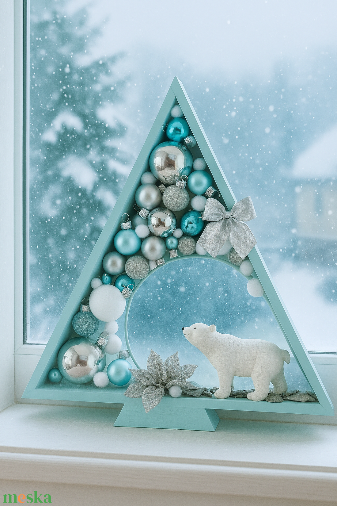 Karácsonyi, adventi ablak vagy asztaldísz, jegesmedvés - karácsony - adventi díszek - adventi asztaldísz - Meska.hu