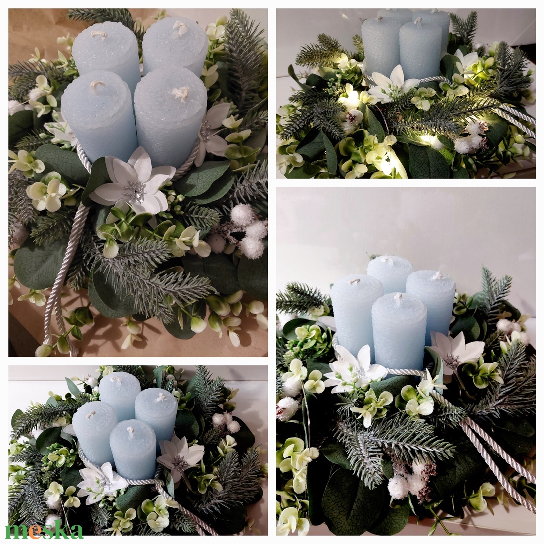 Adventi koszorú, led fénnyel, 4 gyertyával - karácsony - adventi díszek - adventi gyertyadíszek és koszorúdíszek - Meska.hu