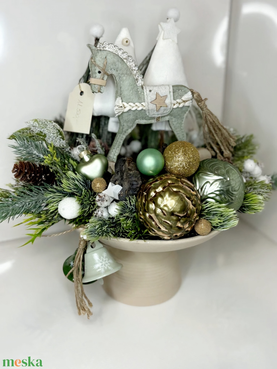 Adventi, karácsonyi, hintalovas asztaldísz, kandallódísz - karácsony - adventi díszek - adventi asztaldísz - Meska.hu