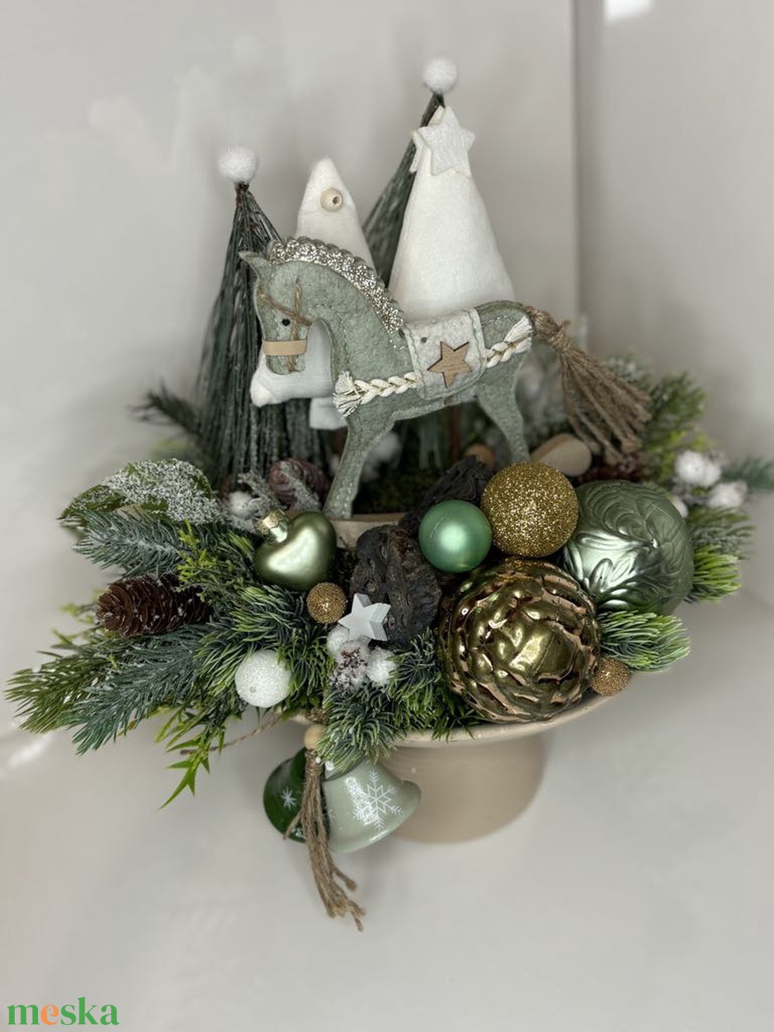 Adventi, karácsonyi, hintalovas asztaldísz, kandallódísz - karácsony - adventi díszek - adventi asztaldísz - Meska.hu