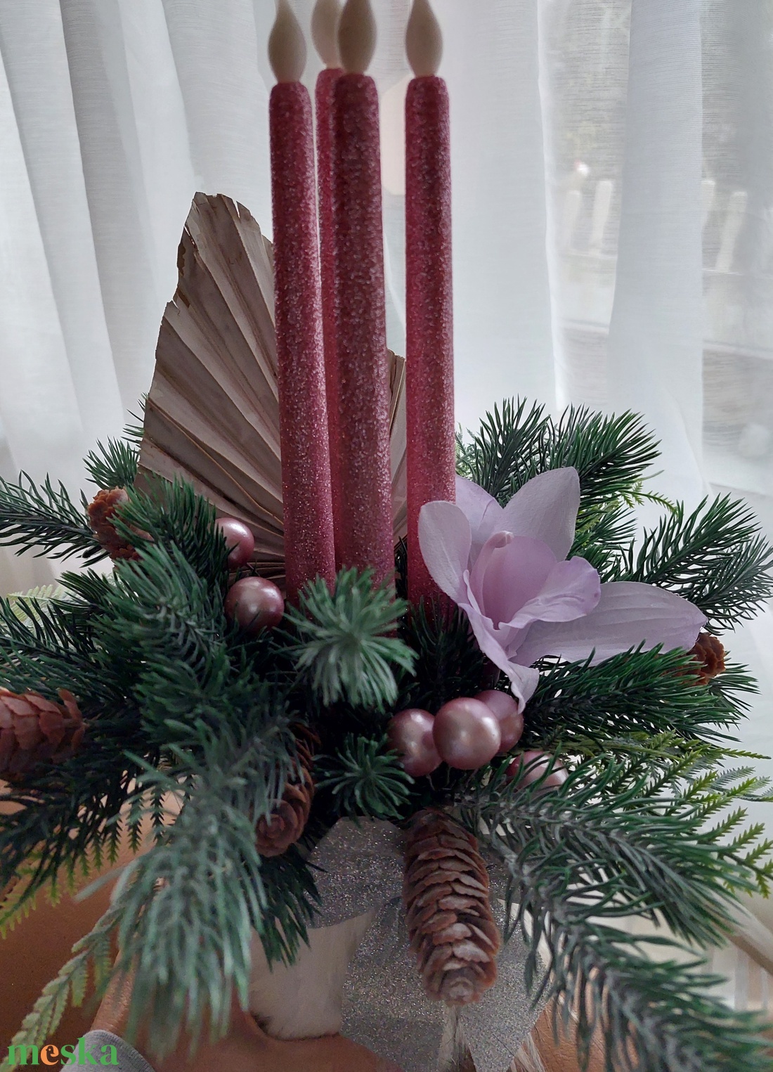 Adventi koszorú, 4 ledes gyertyával - karácsony - adventi díszek - adventi gyertyadíszek és koszorúdíszek - Meska.hu