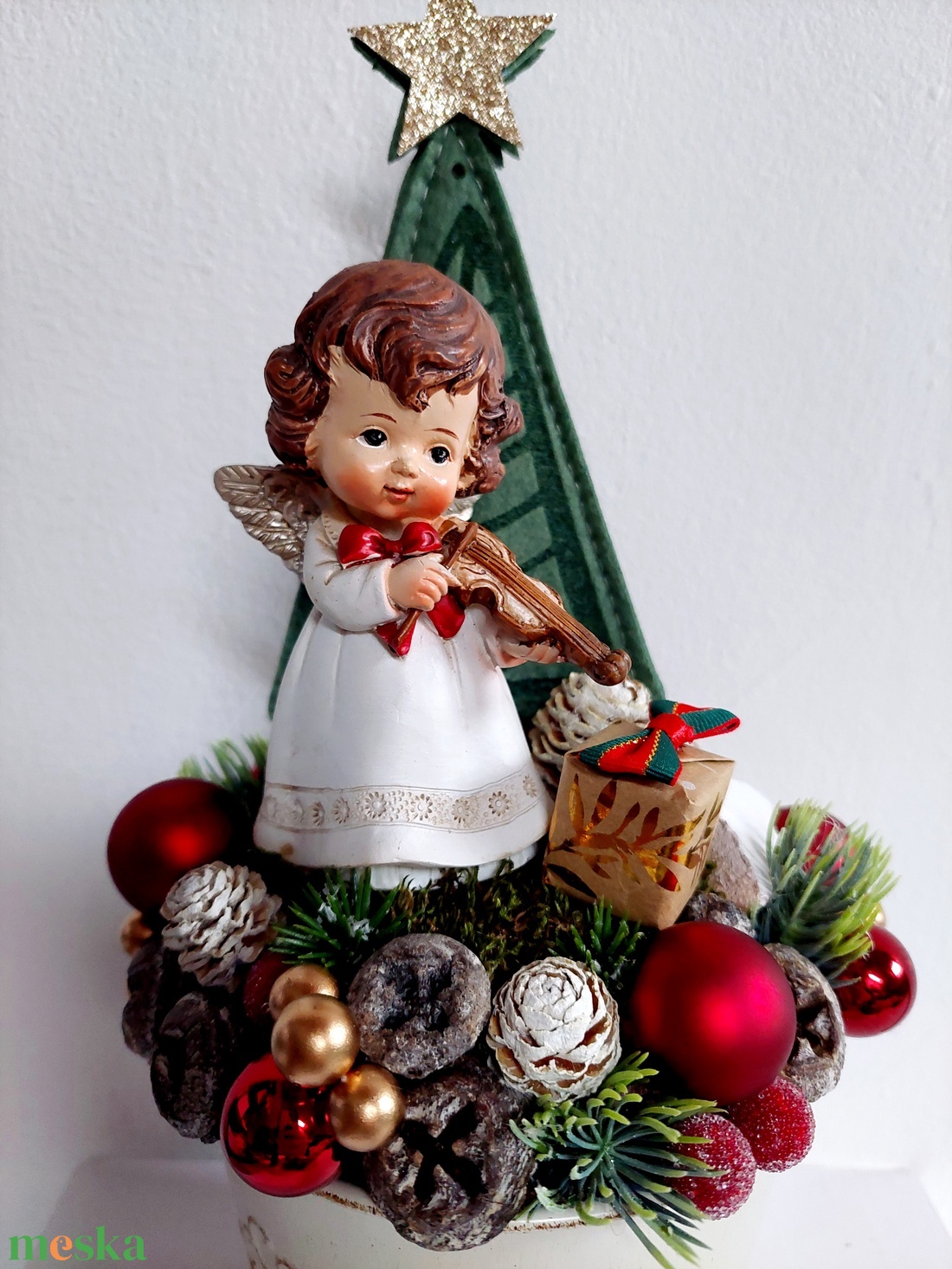 Adventi, karácsonyi, vintage asztaldísz, kandallódísz, zenészek figyelem - karácsony - adventi díszek - adventi asztaldísz - Meska.hu