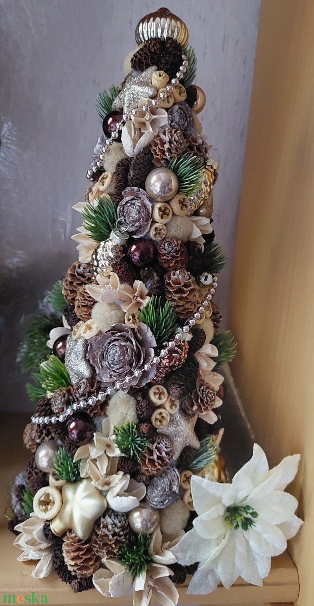 Mini karácsonyfa, karácsonyi kúp, asztali karácsonyfa  - karácsony - adventi díszek - adventi asztaldísz - Meska.hu