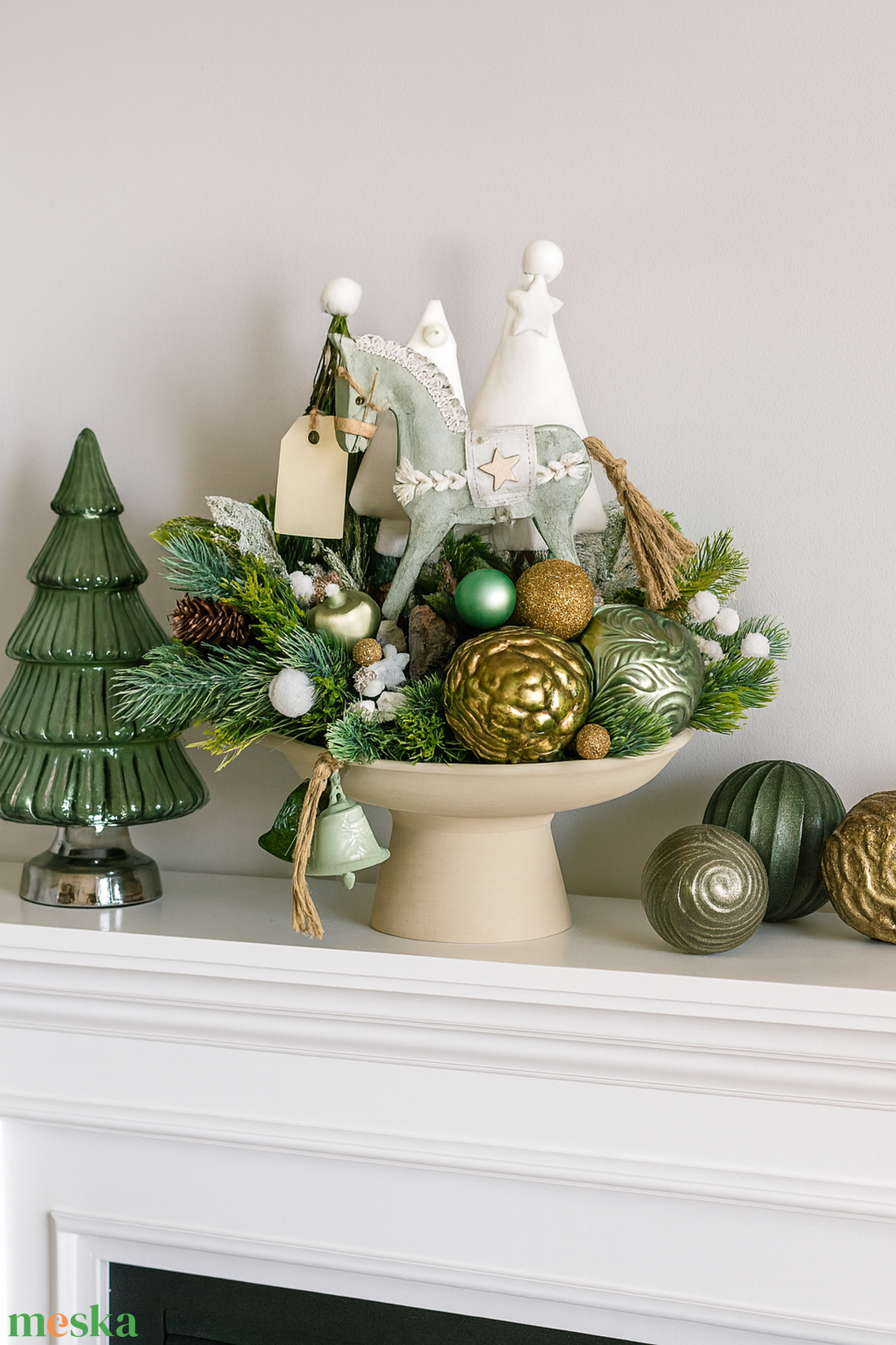 Adventi, karácsonyi, hintalovas asztaldísz, kandallódísz - karácsony - adventi díszek - adventi asztaldísz - Meska.hu