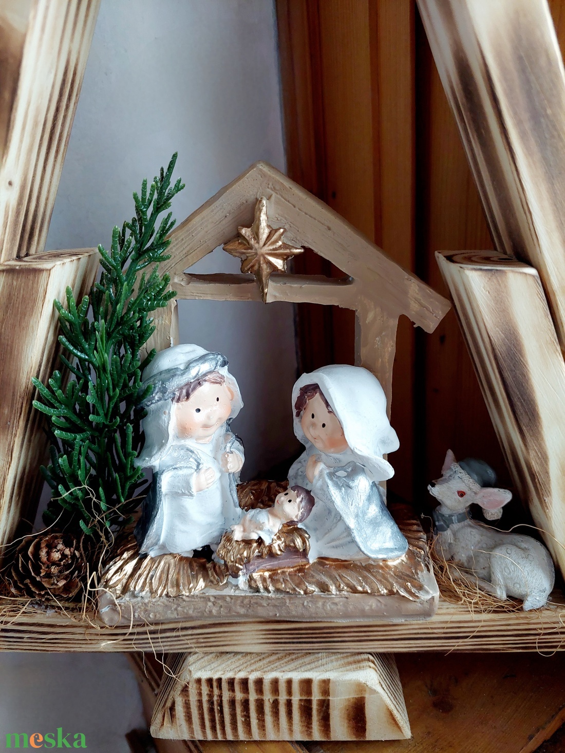 Karácsonyi, adventi ablak vagy asztaldísz, jászol, Betlehem  - karácsony - adventi díszek - adventi asztaldísz - Meska.hu