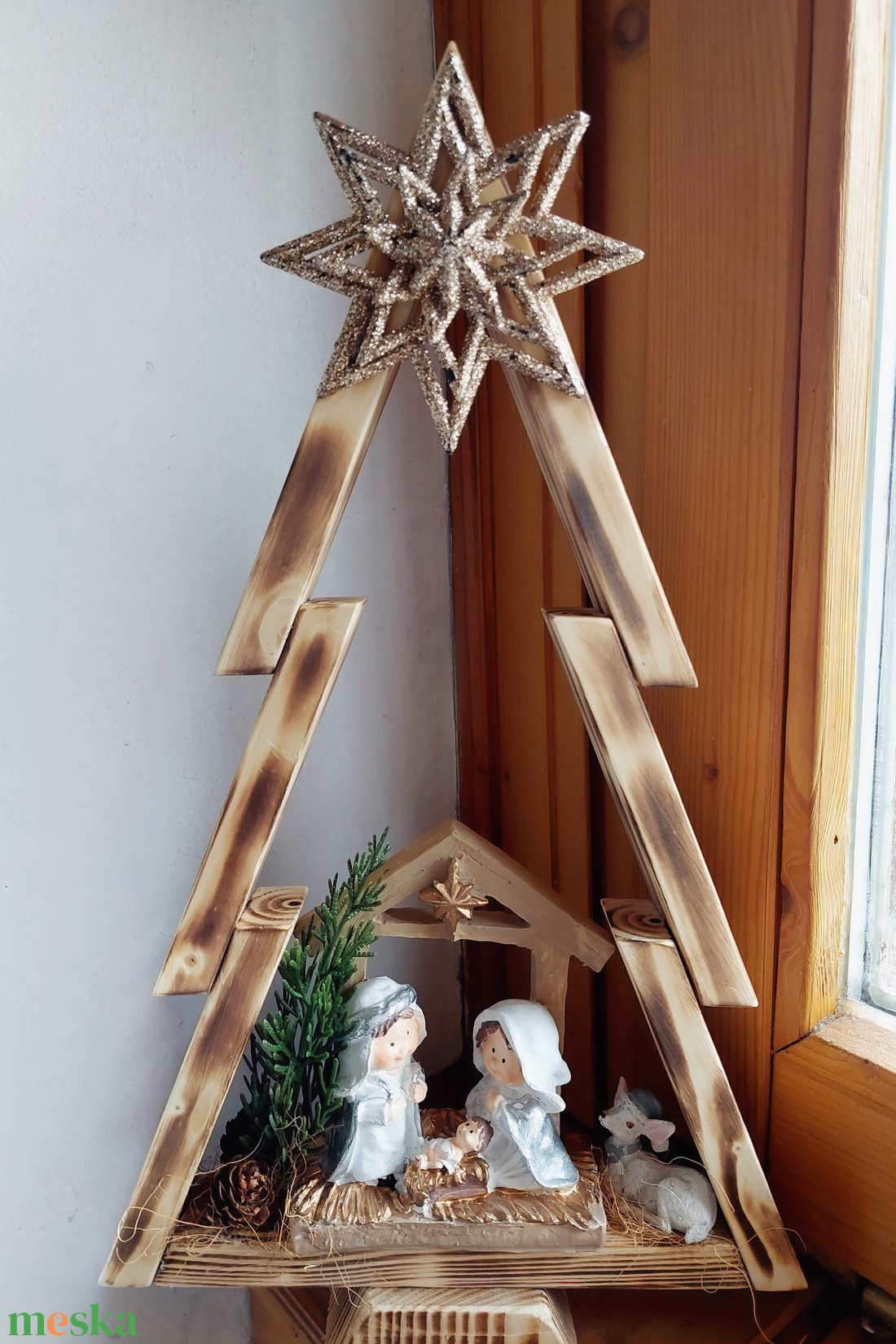 Karácsonyi, adventi ablak vagy asztaldísz, jászol, Betlehem  - karácsony - adventi díszek - adventi asztaldísz - Meska.hu